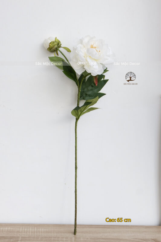 Hoa Mẫu Đơn Giả Màu Hồng, Trắng 65cm