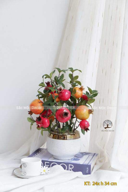 Cây Lựu Giả Để Bàn Cao 38cm