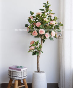 Cây Hoa Trà Cam Giả Cao 1,45m