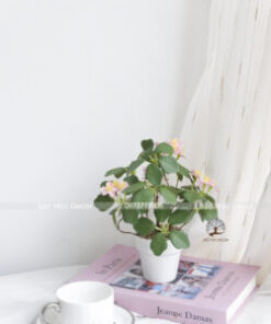 Chậu Hoa Hồng Giả Để Bàn Cao 19cm